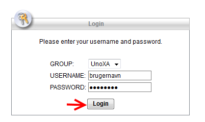 Bruger og pw indtastning